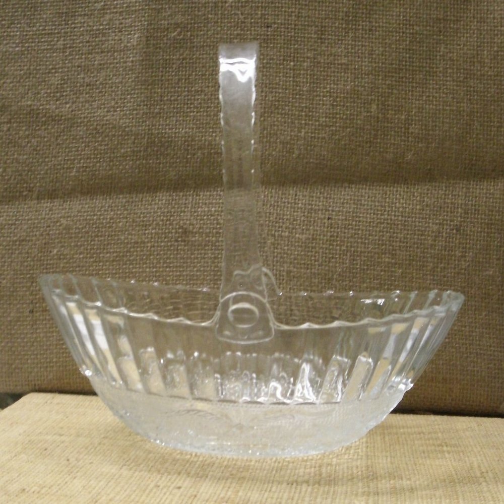 Vintage Walther Clear Glass Basket with Lucite Handle